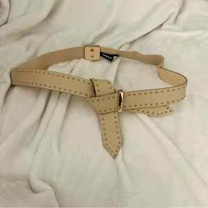 Torrid Beige Studded Belt with Gold Buckle